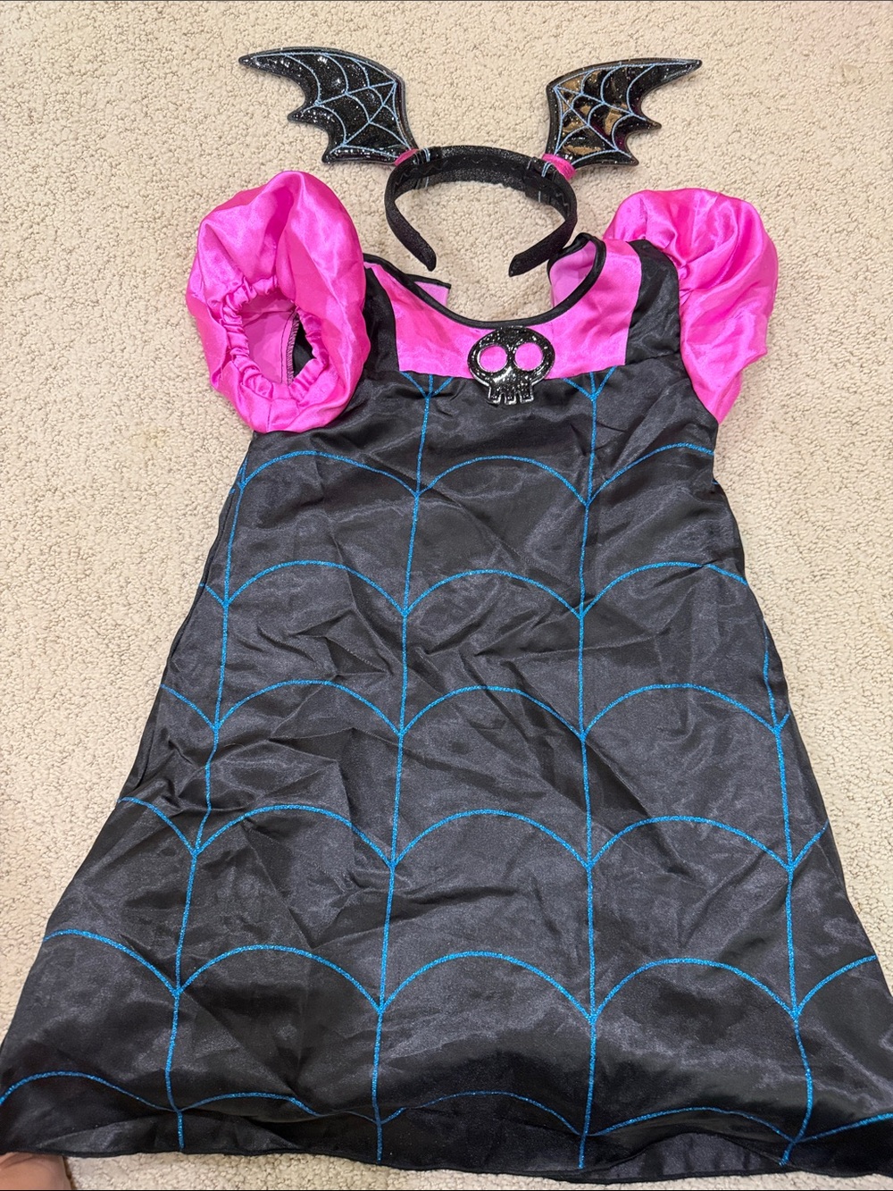 Vampirina kids Pink & Black Spiderweb Costume Dress with Bat Headband